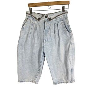 Vintage High Waist Denim Jean Shorts Floral Tapestry Retro Mom Indie Folk 80s